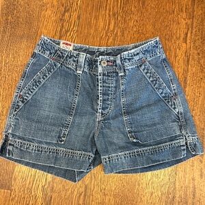 Vintage Lucky Brand Dungarees Carpenter Shorts 26 / 2 Made in USA Y2K